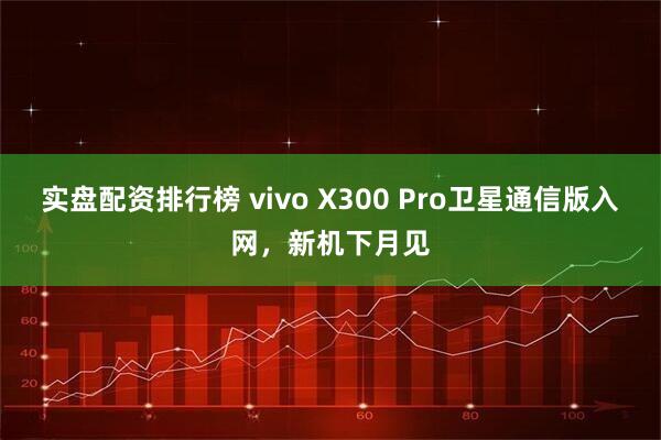 实盘配资排行榜 vivo X300 Pro卫星通信版入网，新机下月见